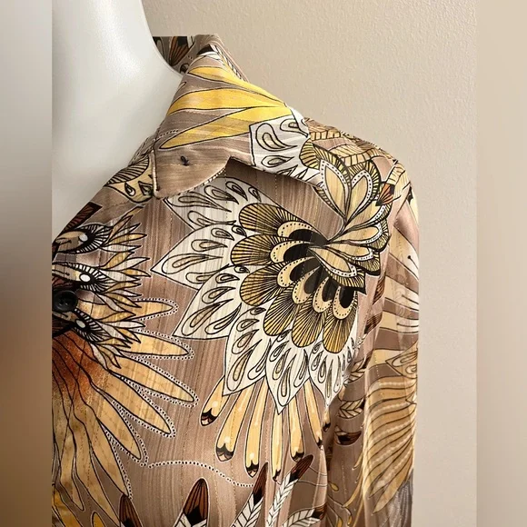 AZI New York Shimmery Button Up Long Sleeve Blouse, Sz S - Picture 2 of 6